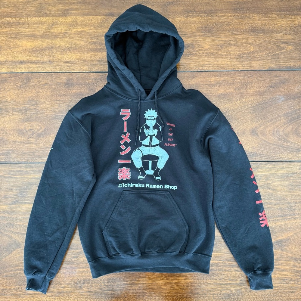 Naruto Ichiraku Ramen Shop Hoodie Men’s Small Black Anime Sweatshirt
